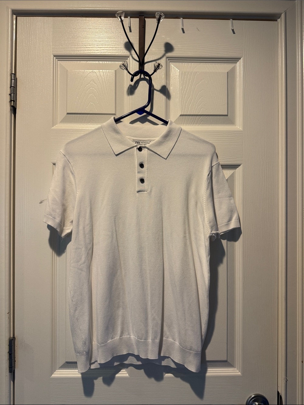 Zara Men's White Short-Sleeve Polo